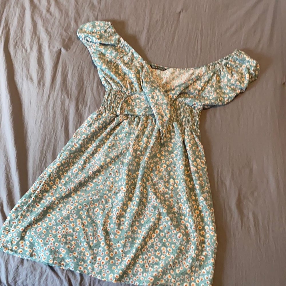 green floral dress